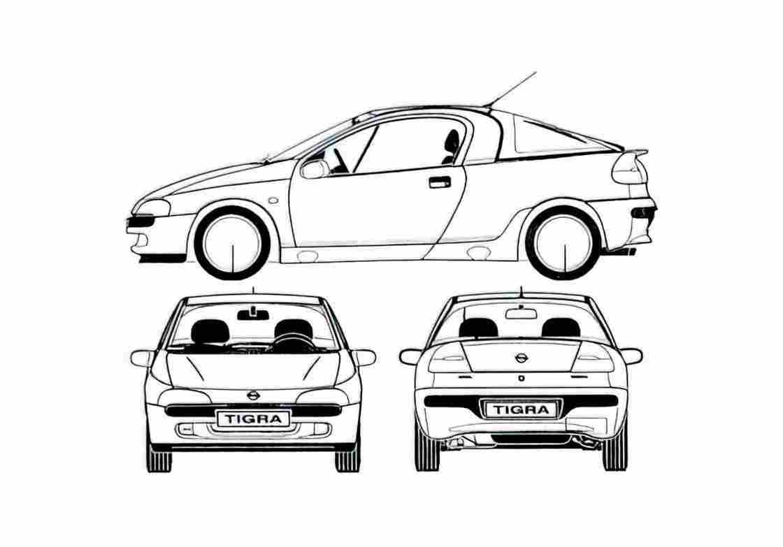 Blueprint Opel Tigra Coupe 1998 A4 Photo Print
