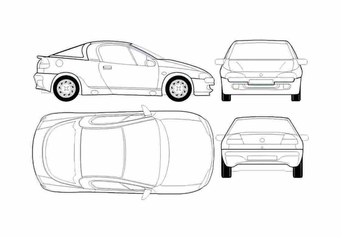 Blueprint Opel Tigra Hatchback 1998 A4 Photo Print