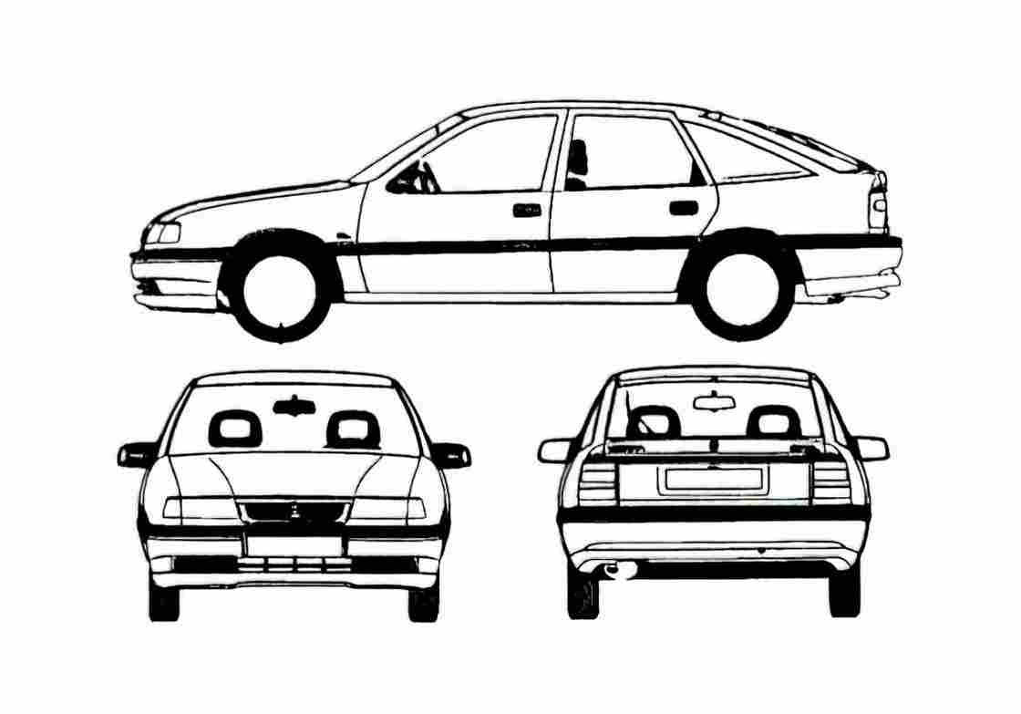 Blueprint Opel Vectra A Hatchback 1988 A4 Photo Print