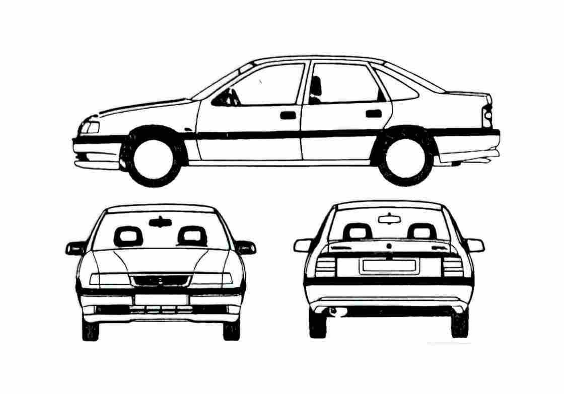 Blueprint Opel Vectra A Sedan 1988 A4 Photo Print