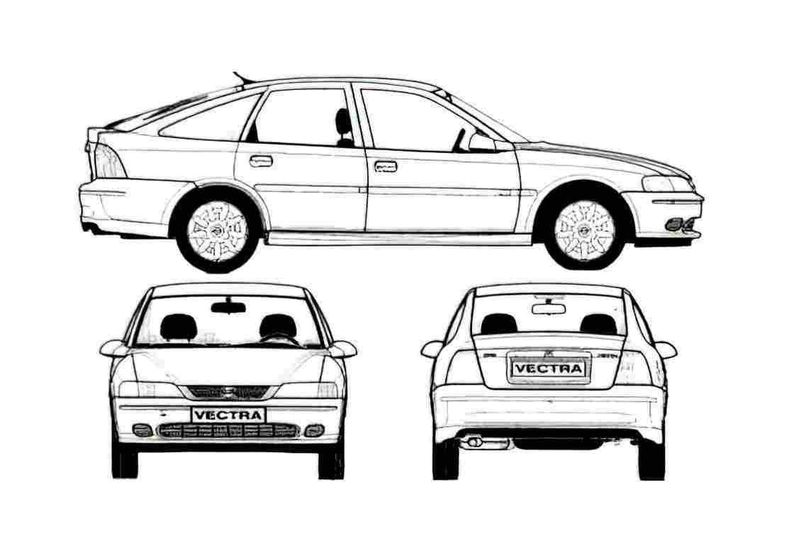 Blueprint Opel Vectra B Hatchback 1996 A4 Photo Print