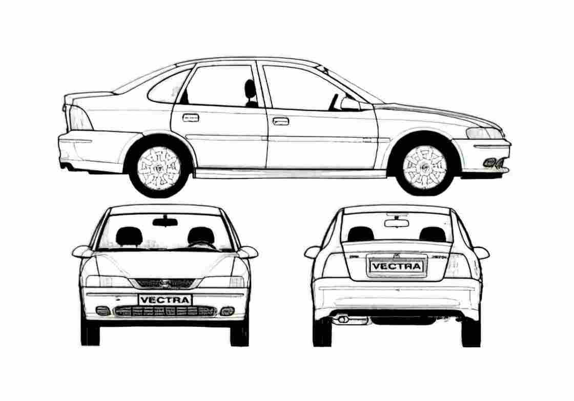 Blueprint Opel Vectra B Sedan 1996 A4 Photo Print