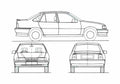 Blueprint Opel Vectra Sedan 1989 A4 Photo Print