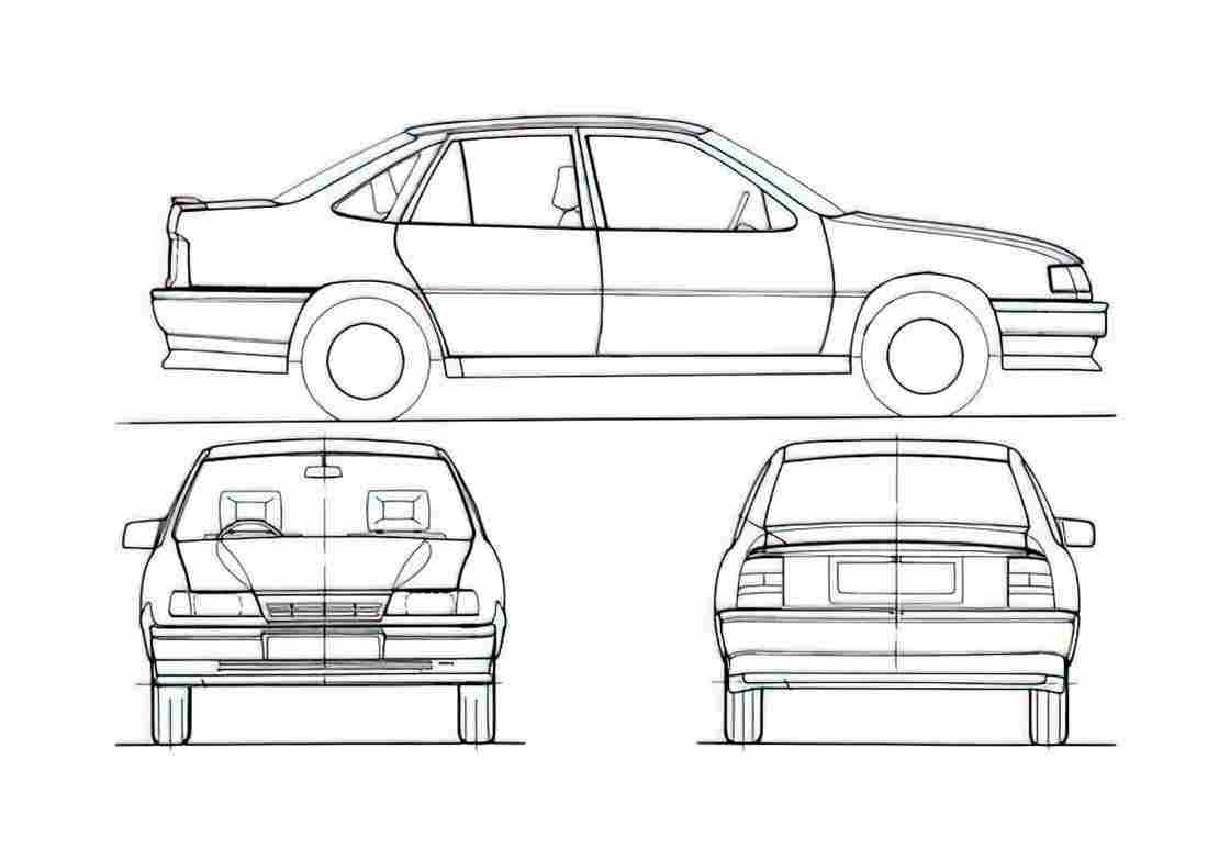 Blueprint Opel Vectra Sedan 1989 A4 Photo Print