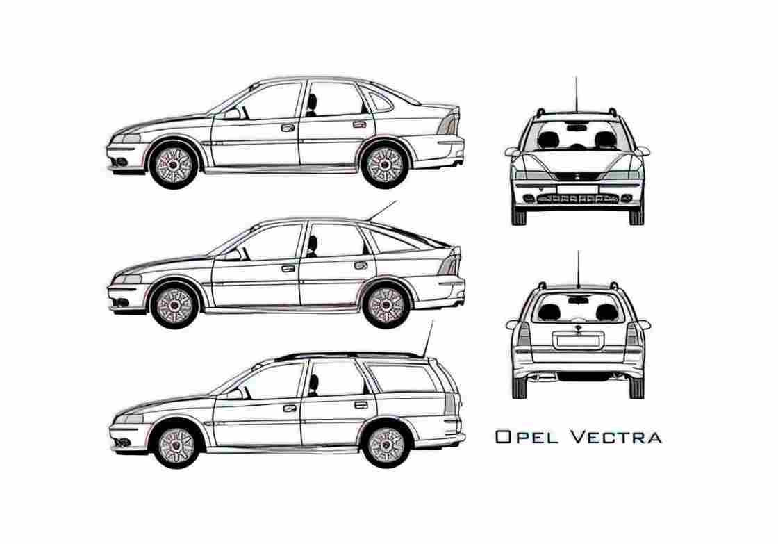 Blueprint Opel Vectra Sedan 2003 A4 Photo Print