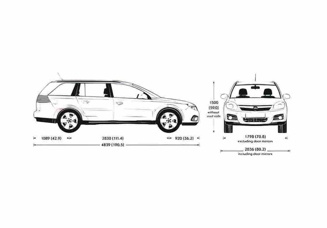 Blueprint Opel Vectra Station Wagon 2007 A4 Photo Print
