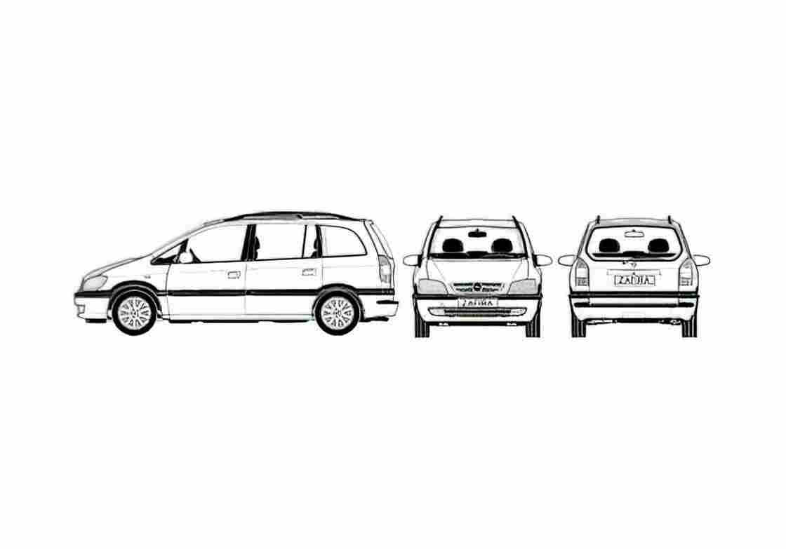 Blueprint Opel Zafira Minivan 2005 A4 Photo Print