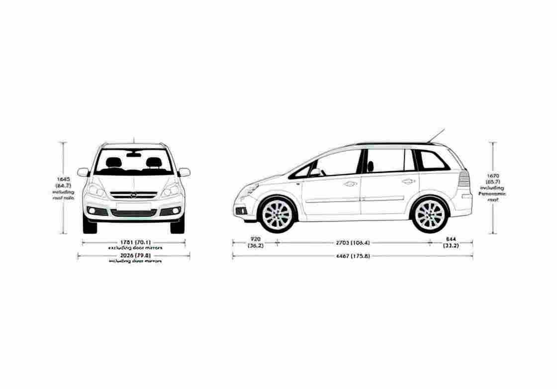 Blueprint Opel Zafira Minivan 2007 A4 Photo Print