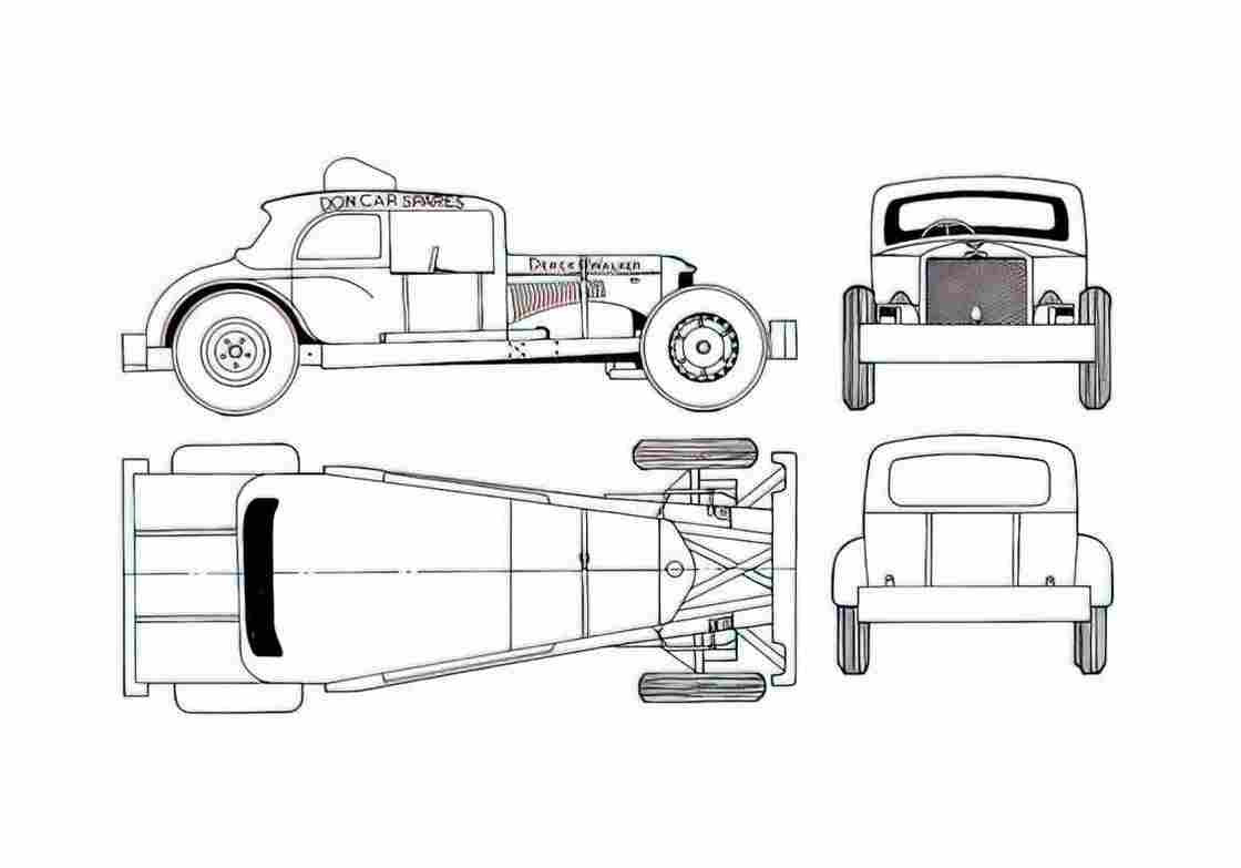 Blueprint Other A 35 Rocket Stock Car Coupe A4 Photo Print