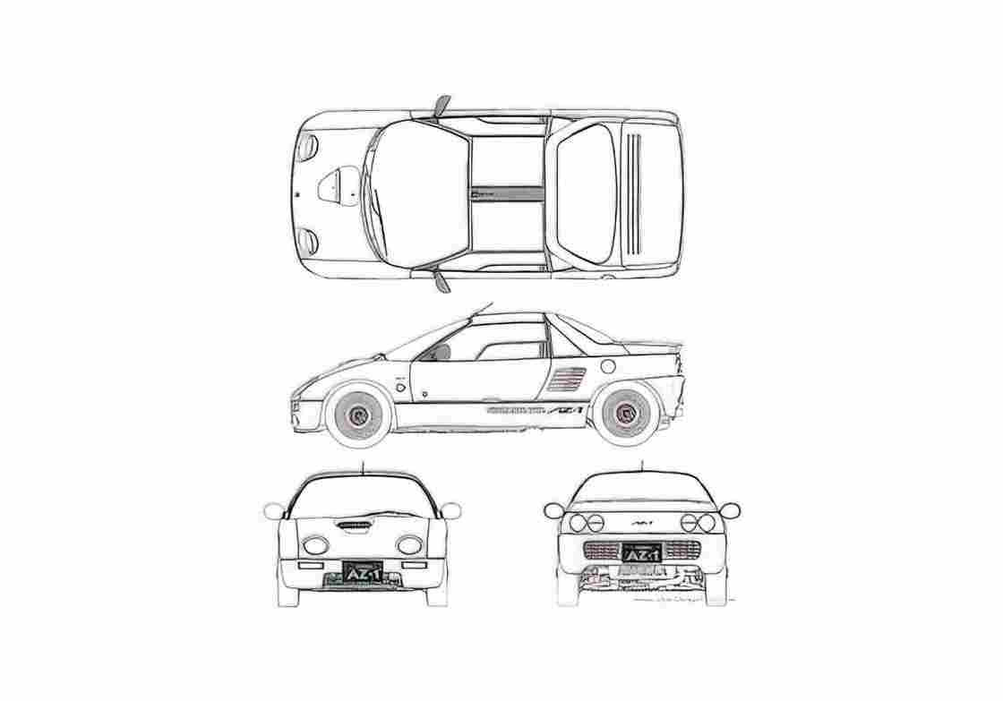 Blueprint Other Autozam AZ 1 Coupe A4 Photo Print