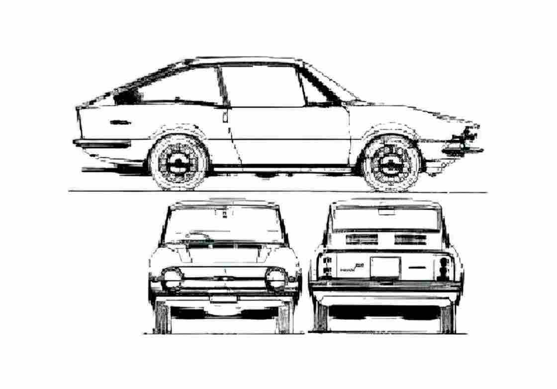 Blueprint Other Moretti Fiat 850 Berlinetta S4 Hatchback 1964 A4 Photo Print