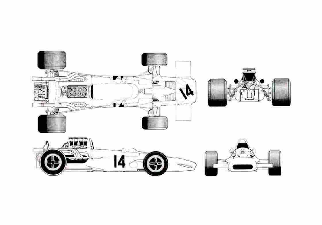 Blueprint Other Surtees TS5 F5000 OW 1969 A4 Photo Print
