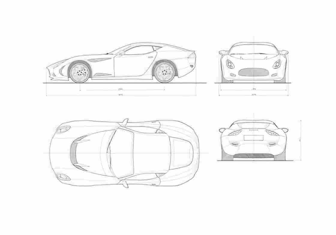 Blueprint Other Zagato Perana Z One Coupe A4 Photo Print