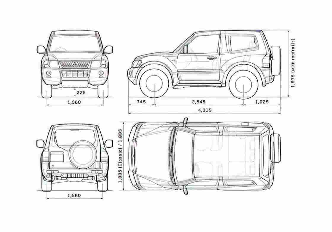 Blueprint Pajero IV 3 door SWB SUV 2007 A4 Photo Print