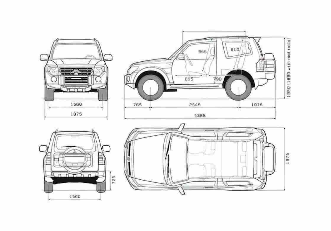 Blueprint Pajero IV 3 door SWB SUV 2008 A4 Photo Print