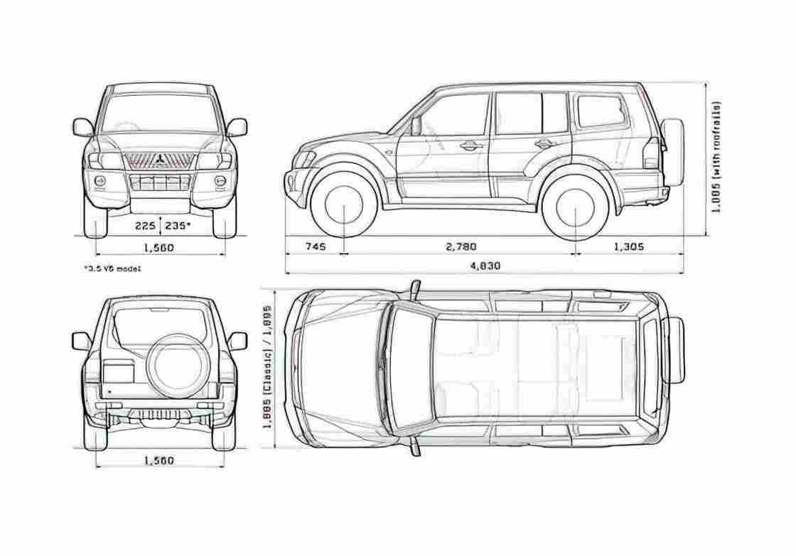 Blueprint Pajero IV 5 door LWB SUV 2007 A4 Photo Print