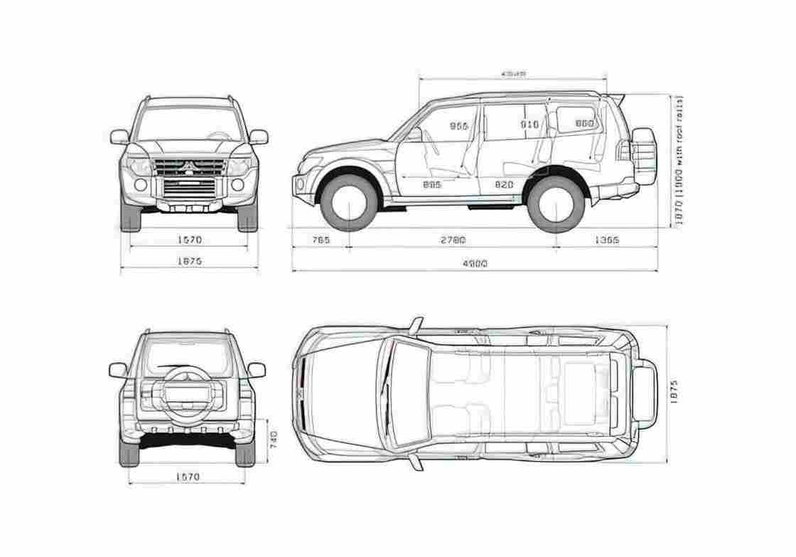 Blueprint Pajero IV 5 door LWB SUV 2008 A4 Photo Print