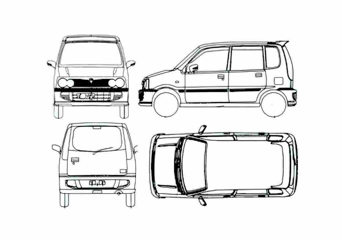 Blueprint Perodua Kenari Hatchback 2004 A4 Photo Print