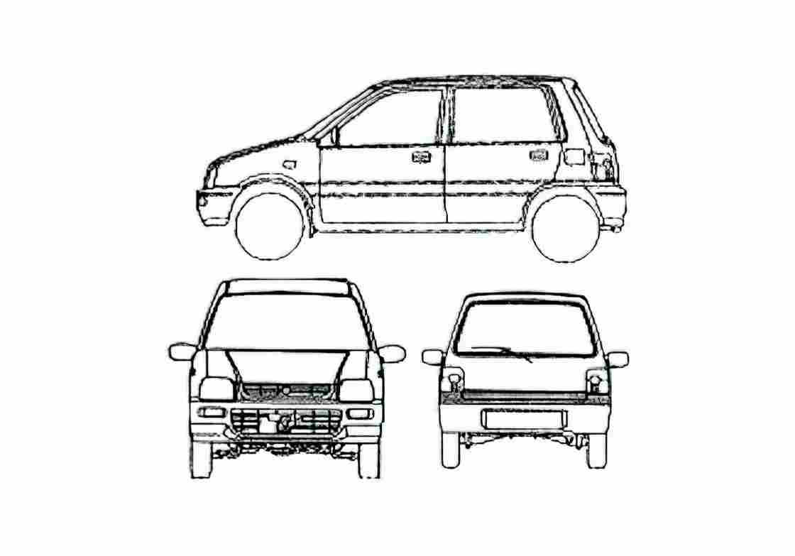 Blueprint Perodua Nippa Hatchback 2001 A4 Photo Print