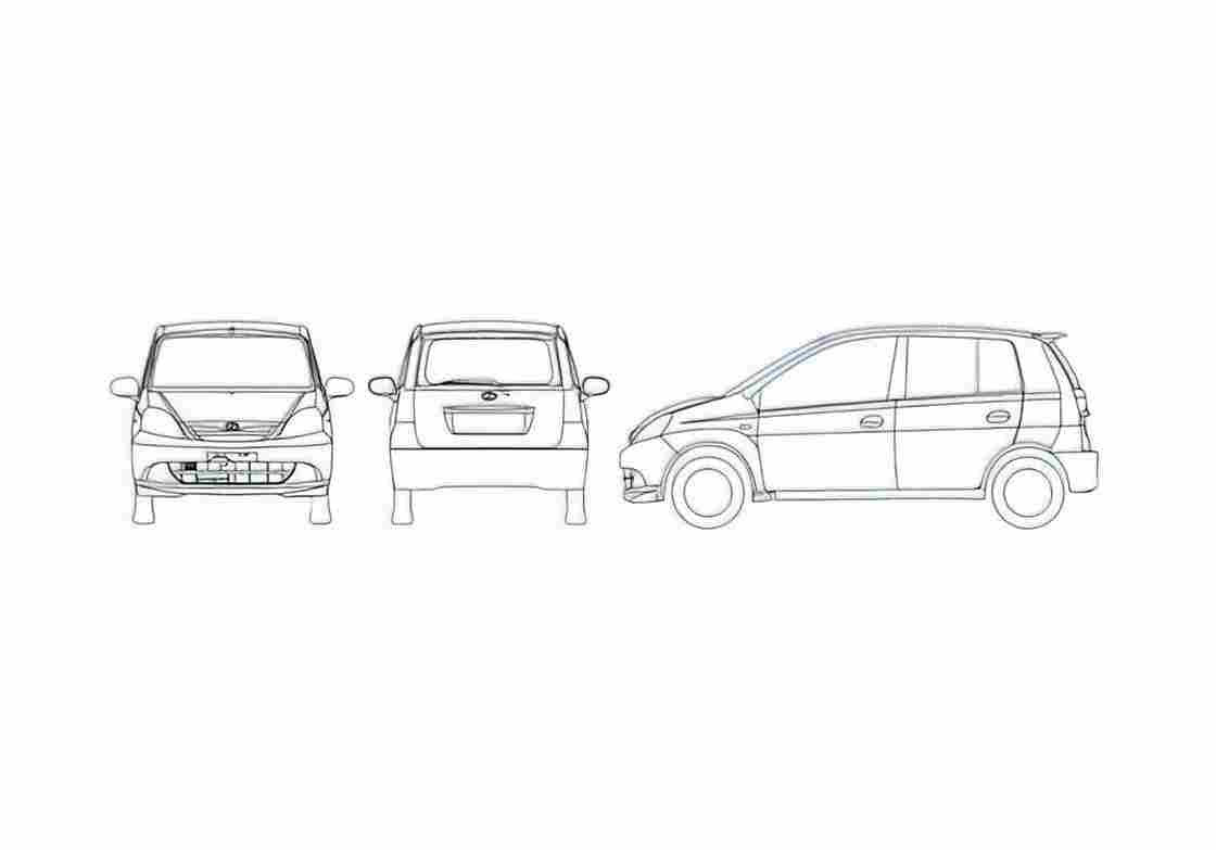 Blueprint Perodua Viva Hatchback 2008 A4 Photo Print
