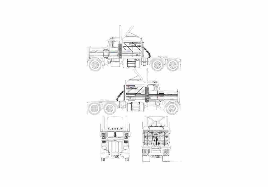 Blueprint Peterbilt 359 Truck A4 Photo Print