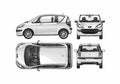 Blueprint Peugeot 1007 Hatchback 2005 A4 Photo Print