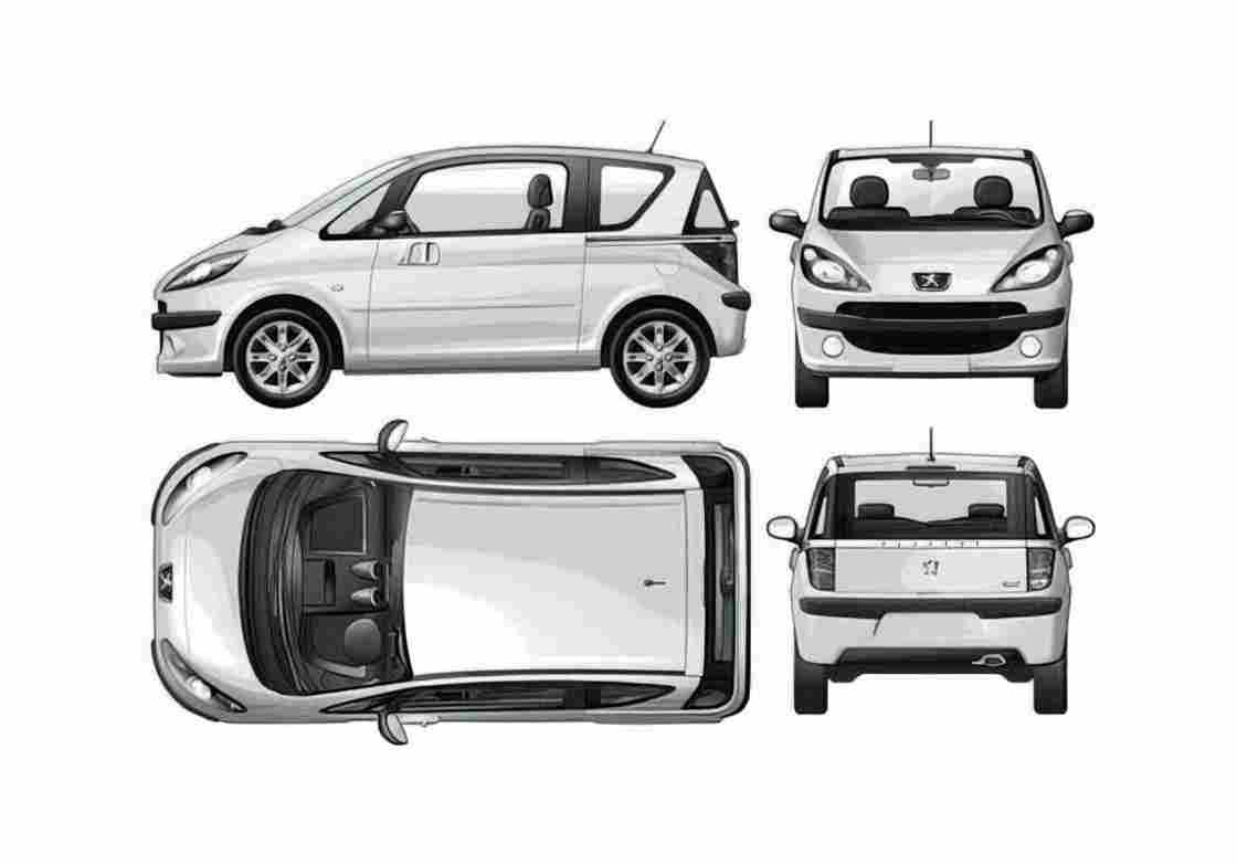 Blueprint Peugeot 1007 Hatchback 2007 A4 Photo Print