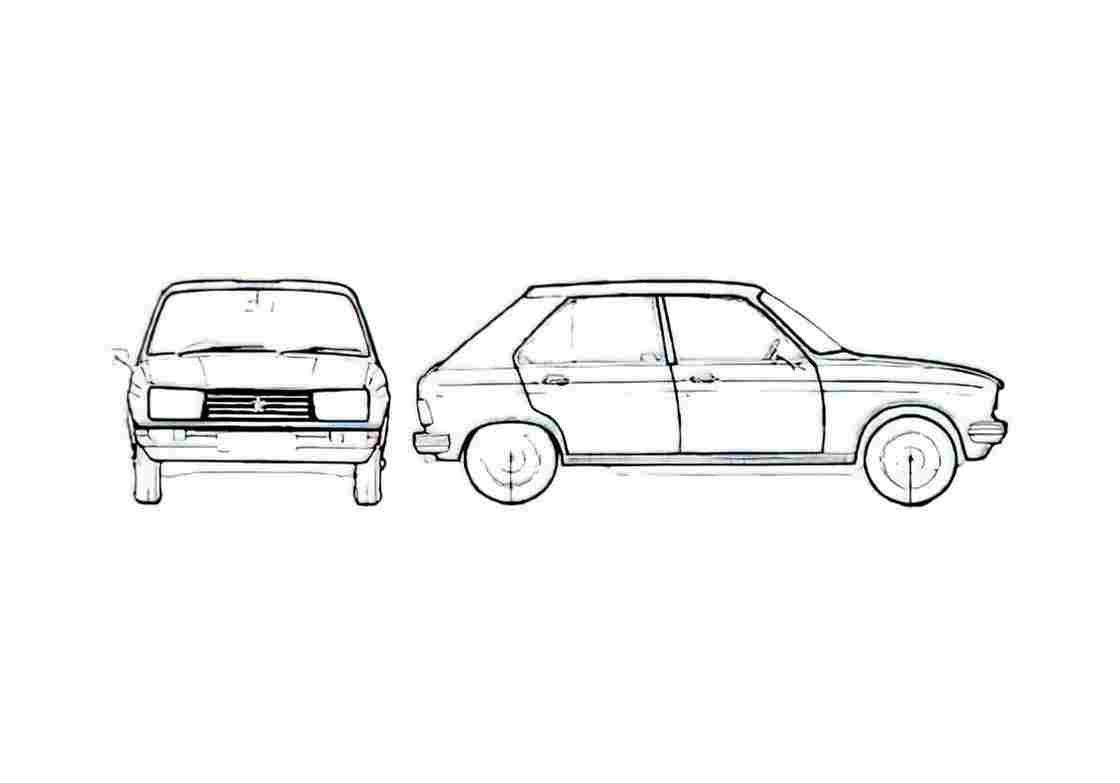 Blueprint Peugeot 104 GR Hatchback 1983 A4 Photo Print