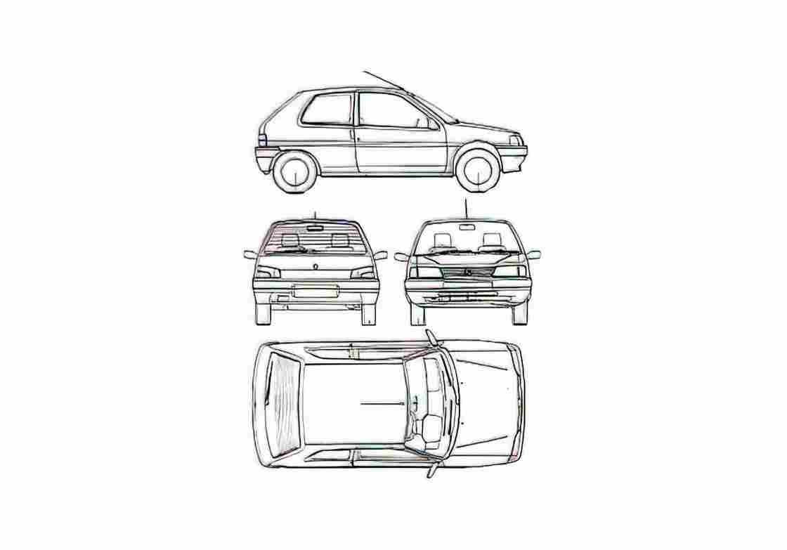 Blueprint Peugeot 106 Hatchback 1991 A4 Photo Print