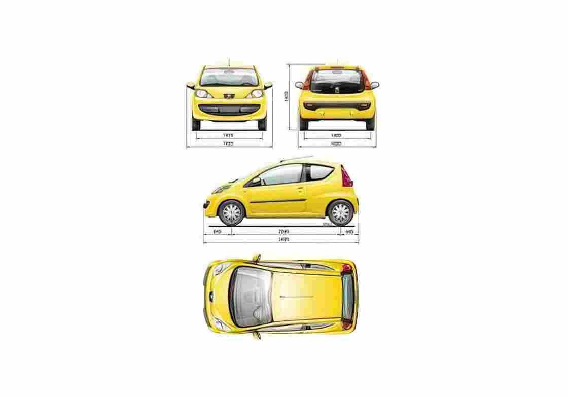 Blueprint Peugeot 107 3 door Hatchback 2006 A4 Photo Print