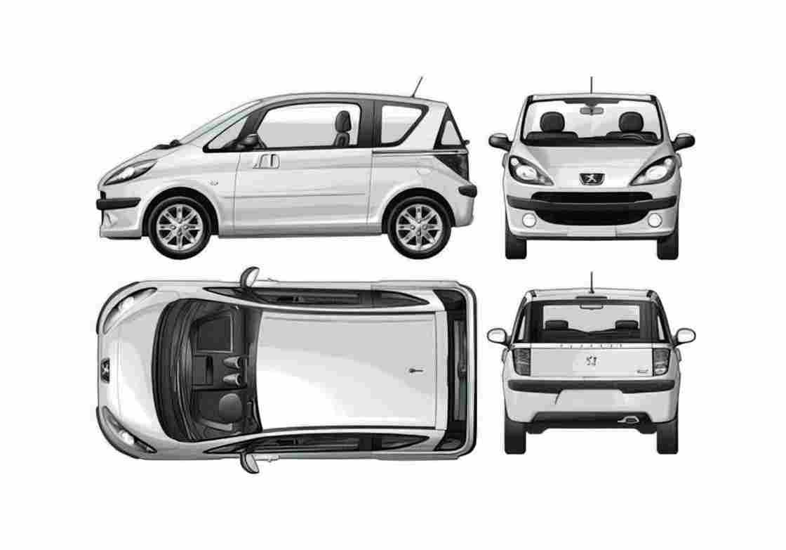 Blueprint Peugeot 107 Hatchback 2005 A4 Photo Print