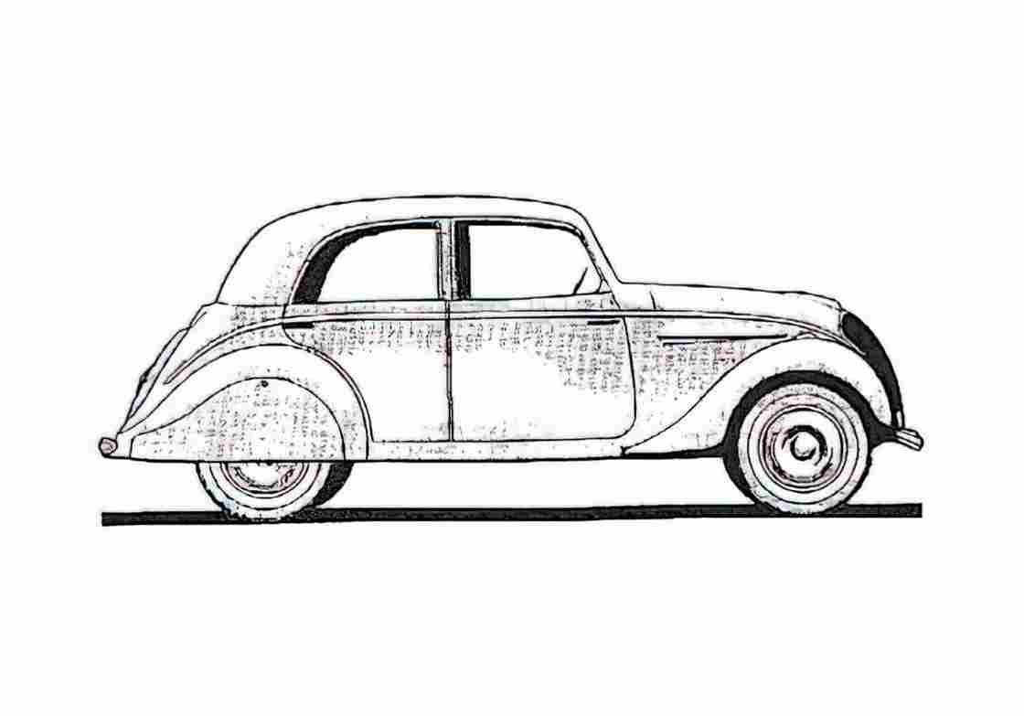 Blueprint Peugeot 202 Sedan 1946 A4 Photo Print