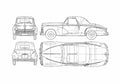 Blueprint Peugeot 203 Decapotable Cabriolet 1950 A4 Photo Print