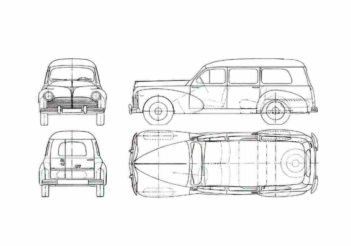 Blueprint Peugeot 203u Commerciale Wagon 1950 A4 Photo Print