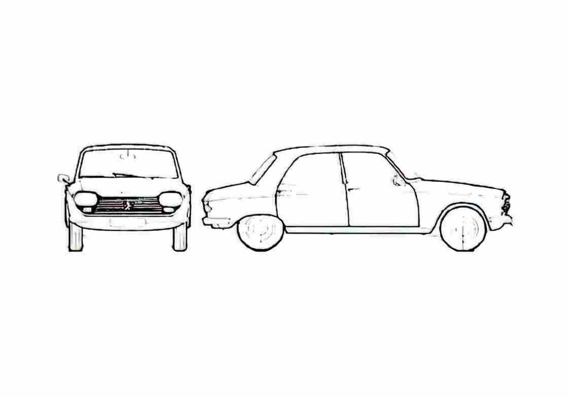 Blueprint Peugeot 204 Berline Sedan 1966 A4 Photo Print