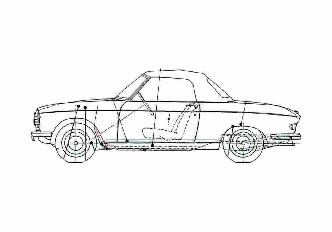 Blueprint Peugeot 204 Cabriolet 1967 A4 Photo Print