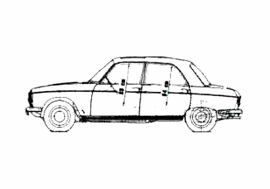 Blueprint Peugeot 204 Sedan 1965 A4 Photo Print