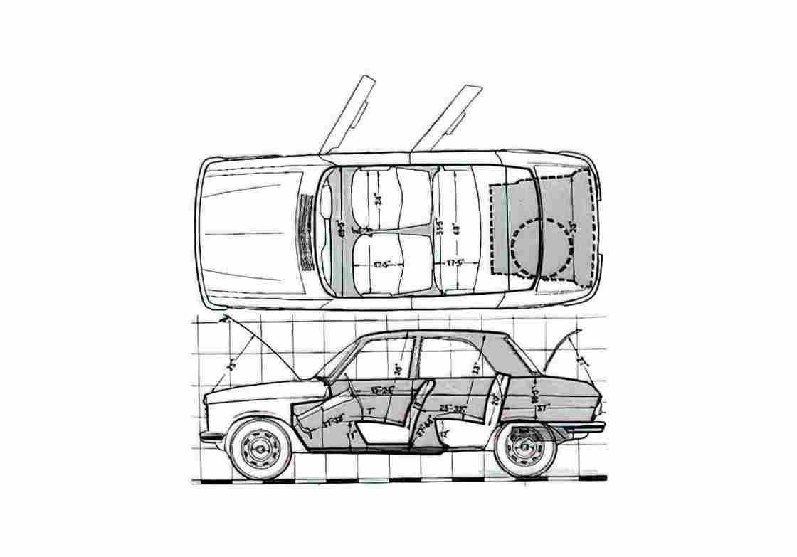 Blueprint Peugeot 204 Sedan 1972 A4 Photo Print