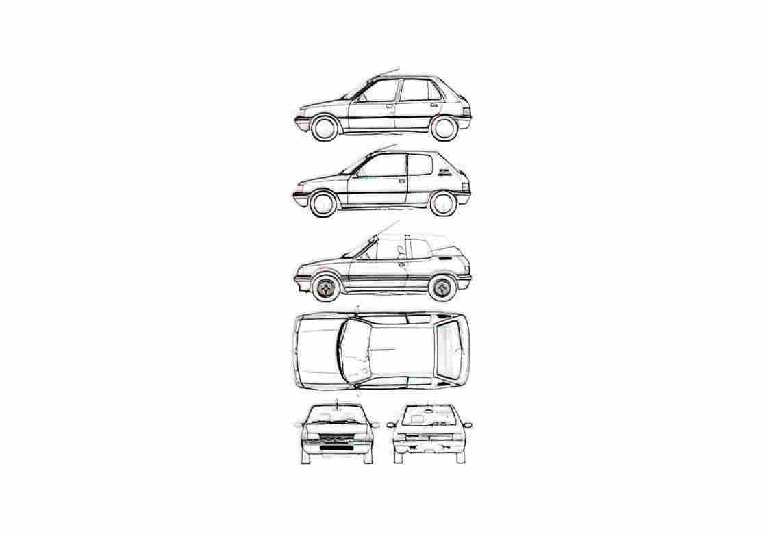 Blueprint Peugeot 205 Cabriolet A4 Photo Print