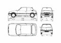 Blueprint Peugeot 205 GTI Hatchback 1970 A4 Photo Print