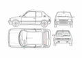 Blueprint Peugeot 205 GTI Hatchback 1983 A4 Photo Print