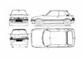 Blueprint Peugeot 205 GTi 1.9 Hatchback 1991 A4 Photo Print