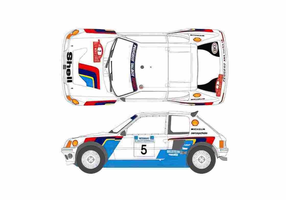 Blueprint Peugeot 205 Turbo 16 Hatchback 1985 A4 Photo Print