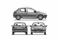 Blueprint Peugeot 206 3 door Hatchback 2003 A4 Photo Print