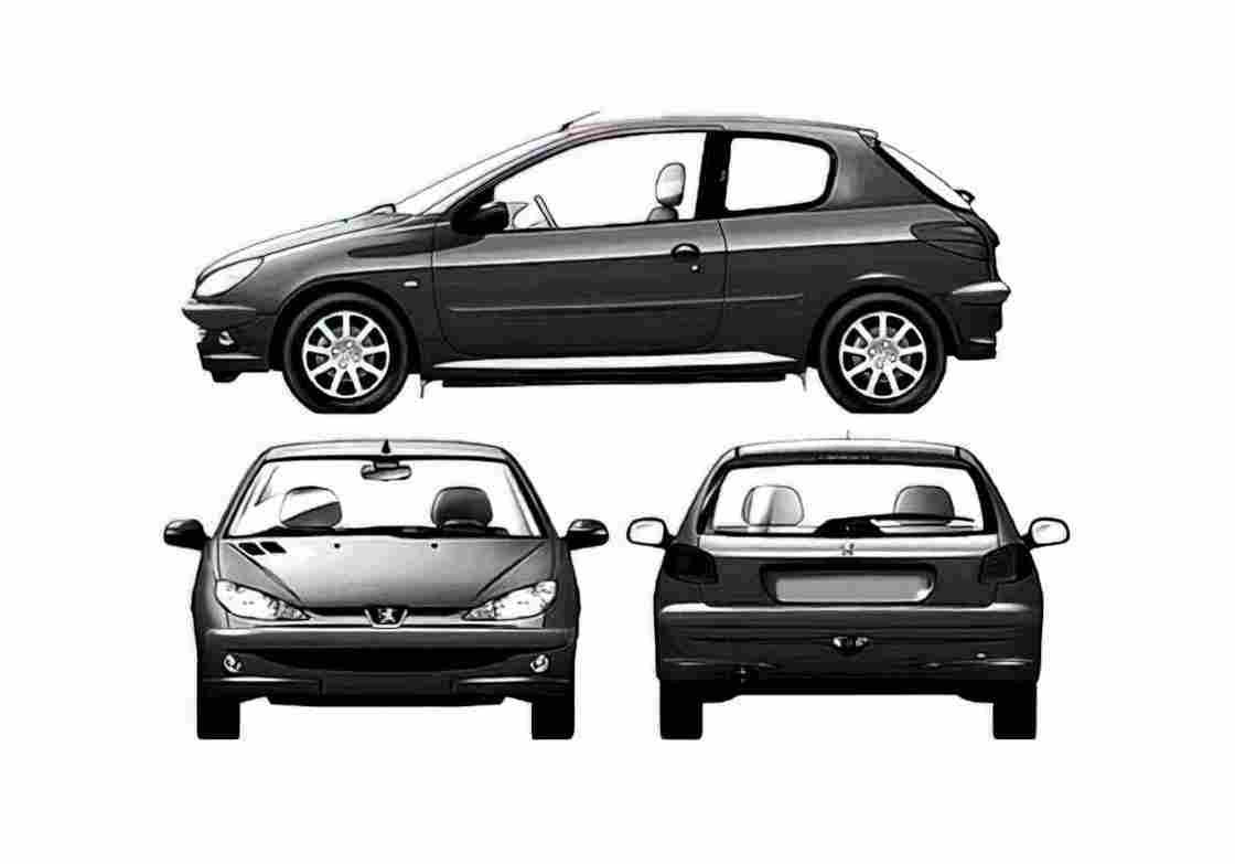 Blueprint Peugeot 206 3 door Hatchback 2006 A4 Photo Print