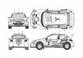 Blueprint Peugeot 206 WRC Hatchback 2002 A4 Photo Print