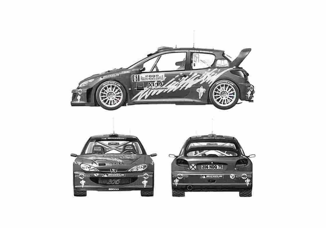 Blueprint Peugeot 206 WRC Monte Carlo Hatchback 2005 A4 Photo Print
