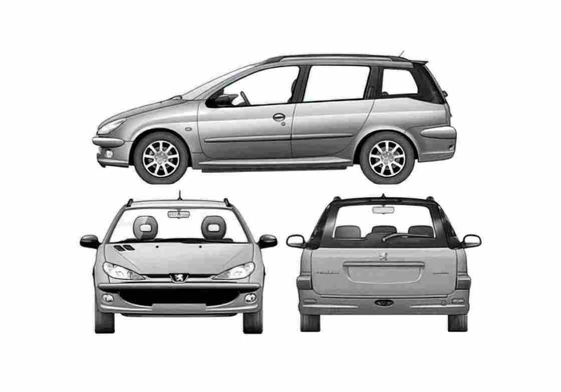 Blueprint Peugeot 206 Wagon 2006 A4 Photo Print