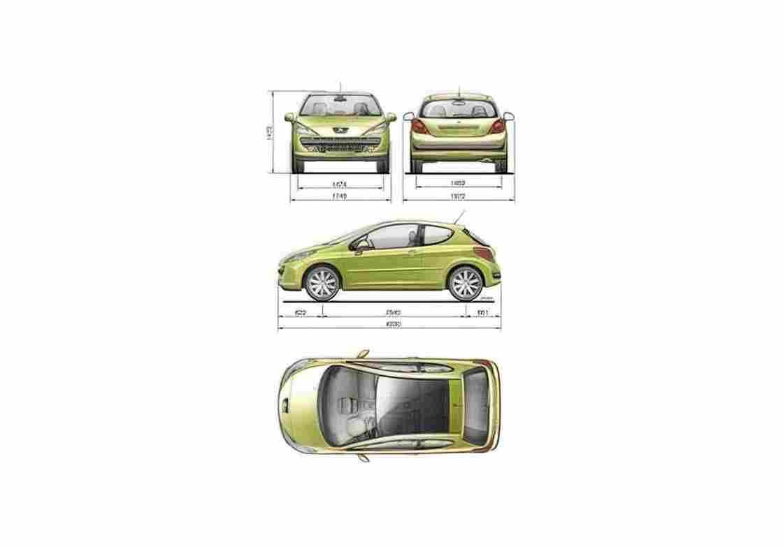 Blueprint Peugeot 207 3 door Hatchback 2007 A4 Photo Print