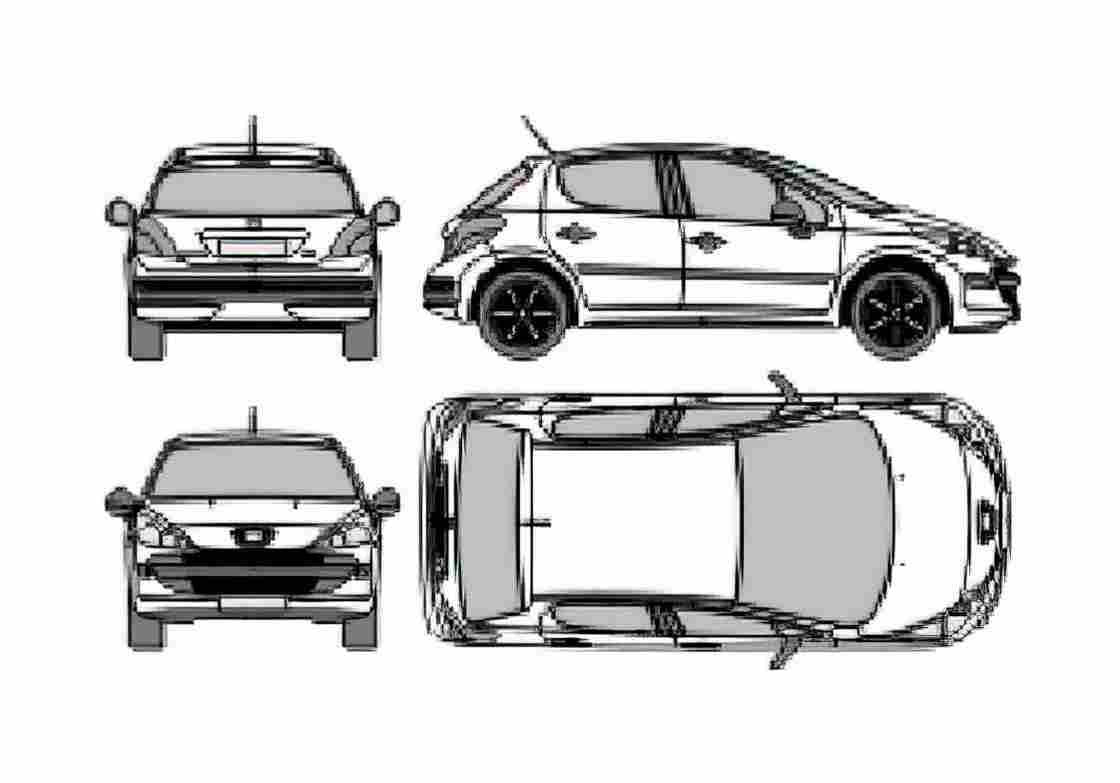 Blueprint Peugeot 207 5 door Hatchback 2007 A4 Photo Print